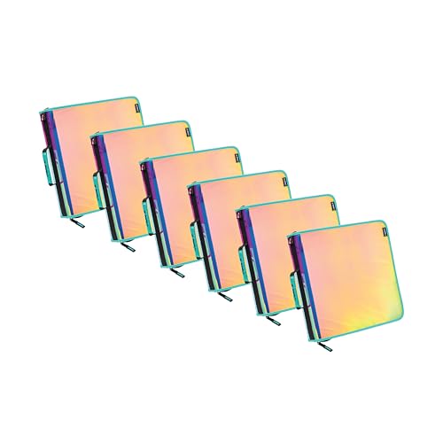 Case-it Iridescent Go Tab Zipper, 2" O-Ring with Removeable 5-Color tabbes, Expanding File Folder and Shoulder Strap and Handle, PS-440-VC-C, Pack of 6 - color: Iridescent Multicolor, size: 6 Pack