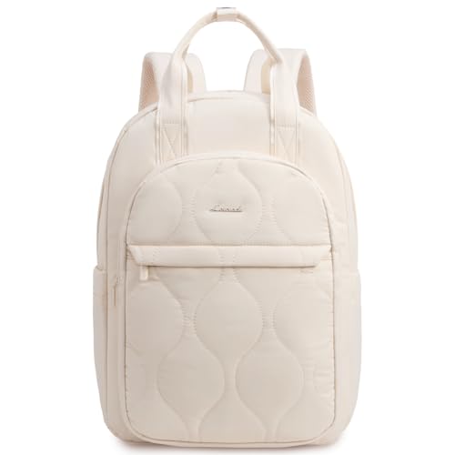 LOVEVOOK Laptop Backpack for Women, College Travel Backpack Puffer Womens Backpack for 17.3 Inch Laptop, Computer Water-Resistant Quilted Casual Daypack, Beige - color: Beige(puffer), size: 17.3 Inch