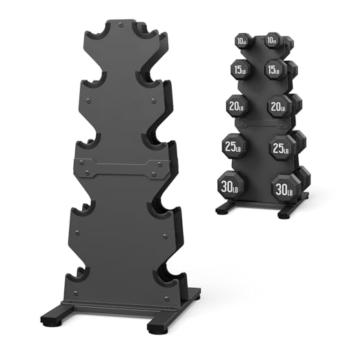 Dumbbell Rack Stand Only, 7-Tier | 5-Tier | 3-Tier Weight Rack for Dumbbells, Wide-Slot No-Interference Design, Solid Steel Construction Weight Holder for Home Gym, Dumbbell Storage Rack (Rack Only) - size: 5 Tier