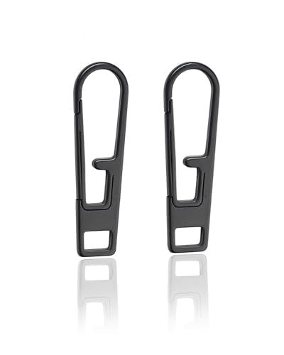 VIPERADE VAT1 Heavy Duty Titanium Zipper Pulls Replacement, Universal Zipper Pull Tab Repair Kit for Jackets, Coats, Suitcases, Luggage, Backpacks, Handbags and EDC Pouches - color: 2 Black, size: 1.65" × 0.35"