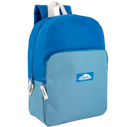 Trail maker 15 Inch Backpack for Kids, Preschool, Elementary & Middle School Students – Spacious Bookbag with Large Front Pocket, Adjustable Straps, Fits up to 13 Inch Laptop (Blue) - color: Blue