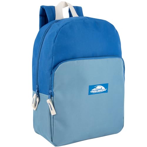 Trail maker 15 Inch Backpack for Kids, Preschool, Elementary & Middle School Students – Spacious Bookbag with Large Front Pocket, Adjustable Straps, Fits up to 13 Inch Laptop (Blue) - color: Blue