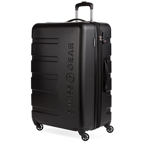 SwissGear 7366 Signature Hardside Expandable Luggage with Spinner Wheels, TSA Lock, Black, Checked-Large 27-Inch - color: Black, size: Checked-Large 27-Inch