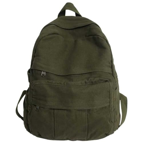 MaxxCloud Women's Heavy Cotton Canvas Laptop Backpack Lightweight Casual Hiking Daypack Travel Bag - color: Army Green