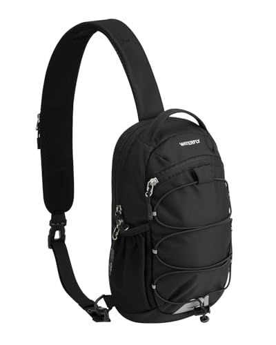 WATERFLY Small Crossbody Sling Bag: RFID Blocking Anti Theft Sling Backpack Chest Bag Travel Hiking Daypack Man Woman - color: A-black