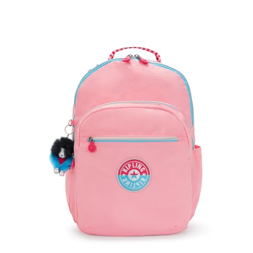 Kipling Women's Seoul Extra Large Fc 17" Laptop Backpack, Durable, Roomy with Padded Shoulder Straps, Built-In Protective Sleeve - color: Coral Sea C Fc, size: 13.5''L x 17.75''H x 9''D