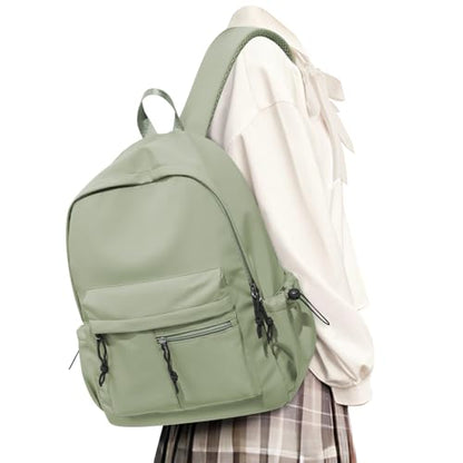School Backpack for Girls Boys Bookbag Cute Aesthetic College Backpack Women Middle High School Teen Students Book Bag Lightweight Gym Work Laptop Casual Daypack Backpacks Men Green - color: Green