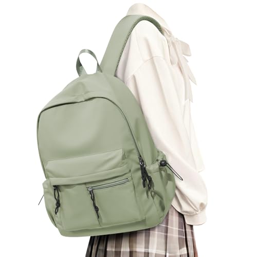 School Backpack for Girls Boys Bookbag Cute Aesthetic College Backpack Women Middle High School Teen Students Book Bag Lightweight Gym Work Laptop Casual Daypack Backpacks Men Green - color: Green