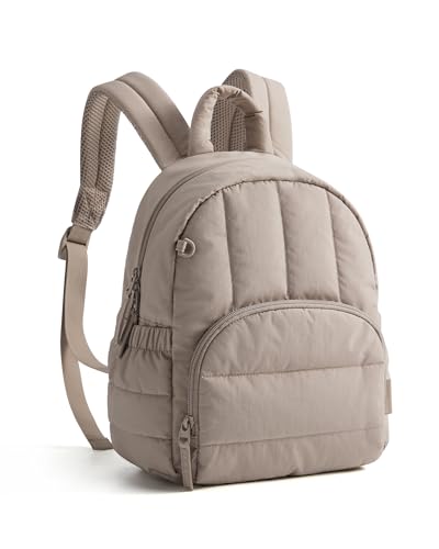 BAGSMART Mini Backpack for Women, Lightweight Puffer Small Backpack Purse, Quilted Casual Travel Daypack, Cute Water-Resistant Bookbag for Daily, Brown - color: Latte Brown