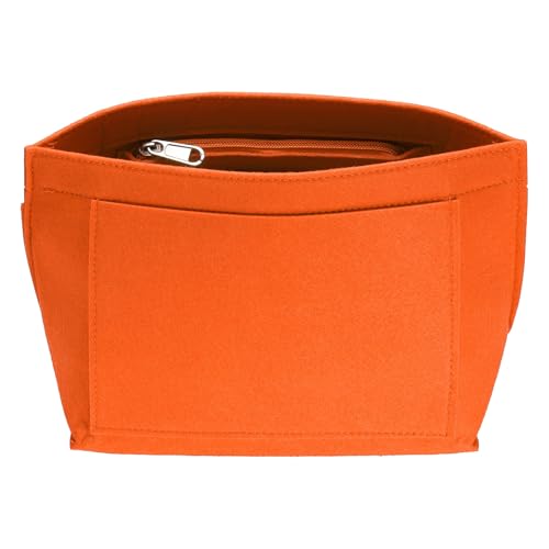 uxcell Purse Organizer Insert, Small Felt Handbag Organizer Bag Storage & Finishing Inner Bag Liner with Zipper for Chic Backpack Tote Shoulder Bags, Orange - color: Orange, size: Small