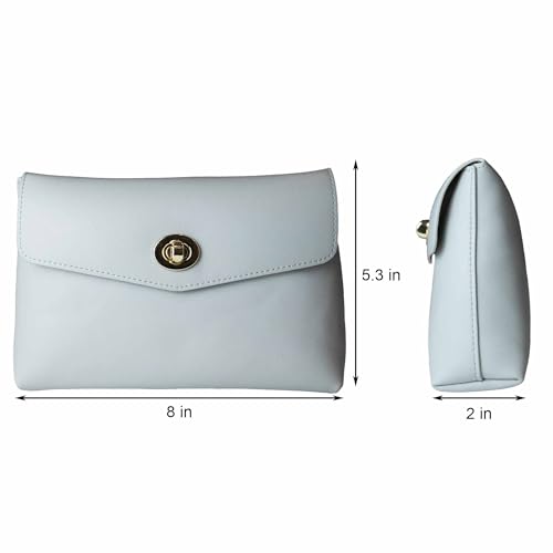 Cosmetic Bag Travel Makeup Pouch Travel Organizer, Zipper Pouch Bags for Women Vegan Leather (No Text, Blue) - color: Blue
