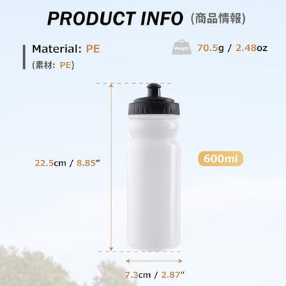 Azarxis TPU Soft Flask Collapsible Water Bottle Running Folding Gel Water Reservoir Handheld for Hydration Pack Hiking Cycling Climbing Jogging Marathon Trail Race - color: #06 White - 600ml - 1-pack