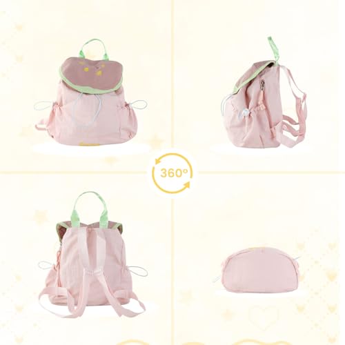 Nylon Casual Daypacks, Commuter Backpack with Magnetic Snap and Adjustable Straps, Small Rucksack Women for Dating (Pink) - color: Pink
