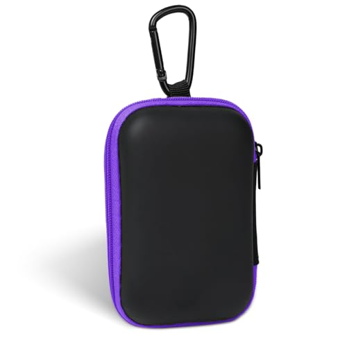 Earbud Case Portable EVA Storage Bag Cell Phone Accessories Organizer with Carabiner for Wired/Wireless Earphone, Earbud, Earpieces, SD Memory Card, Camera Chips, Tech Pouch, Rectangle,Purple - color: D4-Purple