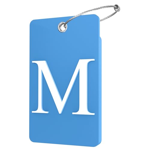 Gostwo 2 Pack Luggage Tags for Suitcases, 26 Initial Letter Travel Luggage Baggage Identification Labels ID Tag Fully Bendable Tags with Stainless Steel Loop (Blue) (Letter M) - color: Blue, size: Large M
