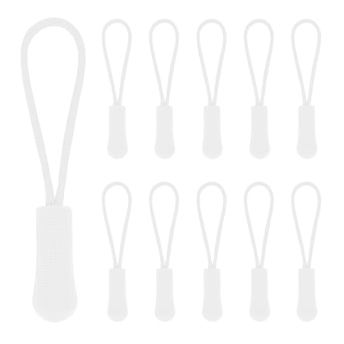 PATIKIL 2.6 Inch Zipper Pulls Replacement, 100 Pcs Nylon Cord Extension Zipper Pull Tab Tags for Handbag Backpacks Jackets Luggage Purses, White - color: White