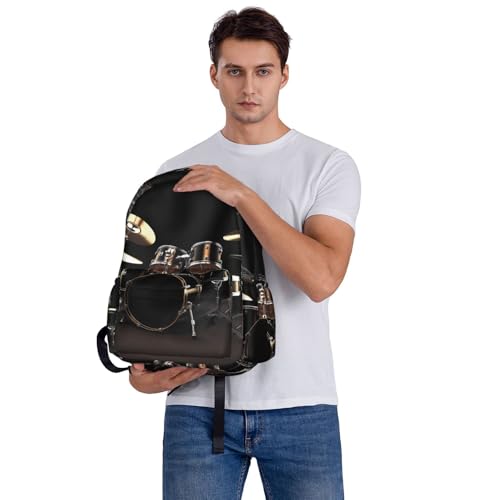 Cool Drum Set Travel Backpack for Men Women 15.6 inch Laptop Backpack Casual Daypack for Weekender - color: Cool Drum Set