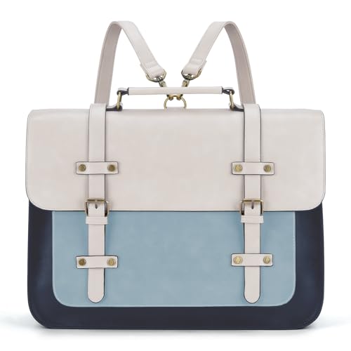 ECOSUSI Laptop Bag for Women Vegan Leather Messenger Bag Fashion Briefcase Computer Satchel Bag - color: Light Blue