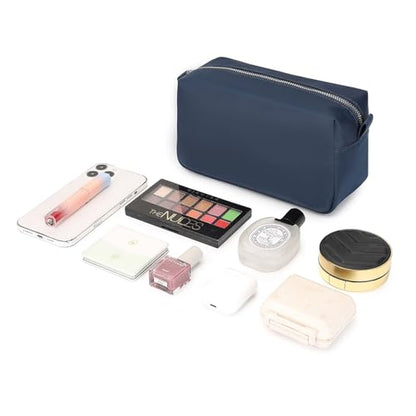 Organizer Bag Lightweight Cosmetic Bag with Ring Clasp Perfect Travel Makeup Bag for Women nylon Stand Up Design (Navy Blue/Nylon) - color: Navy Blue/Nylon