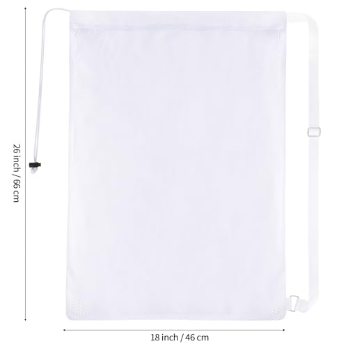 NATURAL STYLE 2 Packs Swim Bag Mesh Drawstring Backpack Oversized 18" x 26", Large Mesh Drawstring Backpack - color: White