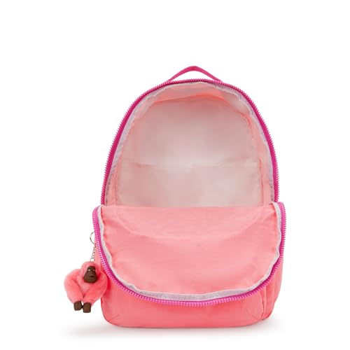 Kipling Women's Seoul Extra Large 17" Laptop Backpack, Durable, Roomy with Padded Shoulder Straps, Built-In Protective Sleeve - color: Pink Burst, size: 13.5''L x 17.75''H x 9''D