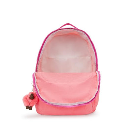 Kipling Women's Seoul Extra Large 17" Laptop Backpack, Durable, Roomy with Padded Shoulder Straps, Built-In Protective Sleeve - color: Pink Burst, size: 13.5''L x 17.75''H x 9''D