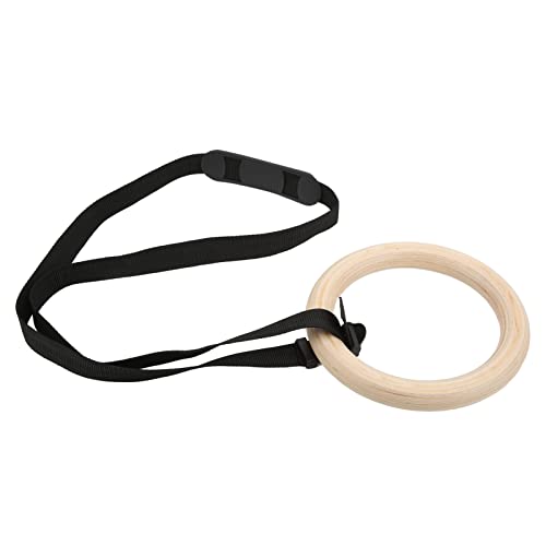 Wooden Gymnastic Rings with Adjustable Buckle Straps, Pull Up Exercise Rings for Home Gym, 330lbs Capacity Full Body Workout Training Equipment for Beginners to Advanced