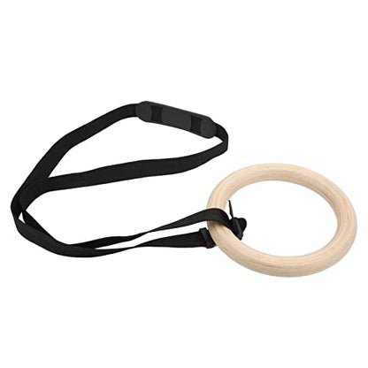 Wooden Gymnastic Rings with Adjustable Buckle Straps, Pull Up Exercise Rings for Home Gym, 330lbs Capacity Full Body Workout Training Equipment for Beginners to Advanced
