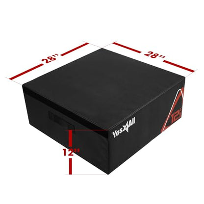 Yes4All Adjustable Soft Plyo Box, Jumping Trainer - For Plyometric Exercises and Conditioning, Multiple Height Variations - color: B. Black - 12"