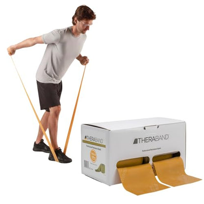 THERABAND Resistance Band, 50-Yard Roll, Latex Elastic Band for Exercise, Stretching, Physical Therapy, Yoga, Pilates, Home Workouts, Cut-to-Length, Color-Coded Levels - color: Gold | Max, style: Latex