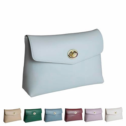 Cosmetic Bag Travel Makeup Pouch Travel Organizer, Zipper Pouch Bags for Women Vegan Leather (No Text, Blue) - color: Blue