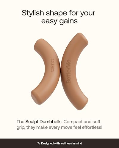 BetterMe Sculpt Dumbbells – 2.2 lb Pair Neoprene Hand Weights – Non-Slip Soft Grip Free Weights for Women – Compact Pilates, Barre & Home Workout Dumbbells - color: Mocha