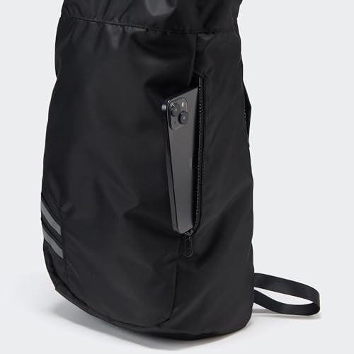 Pander Drawstring Backpack with Adjustable Shoulder Straps, Slim Gym Cinch Sack with Side Zipper Pocket, Machine Washable Polyester Daypack for Travel & Workout, Black - color: Black