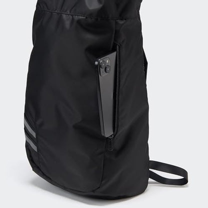 Pander Drawstring Backpack with Adjustable Shoulder Straps, Slim Gym Cinch Sack with Side Zipper Pocket, Machine Washable Polyester Daypack for Travel & Workout, Black - color: Black