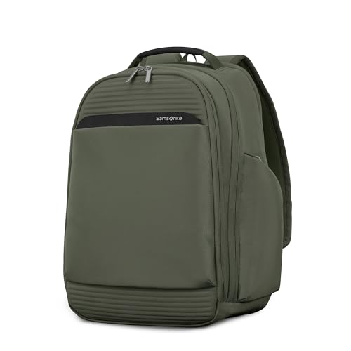 Samsonite Paralux Everyday Backpack - Laptop & Tablet Backpack with 5 Compartments, Removable TecKit™ Pouch, Microsuede Trim, Water Bottle Pockets - Work, Commute & Travel Bag - Olive - color: Olive