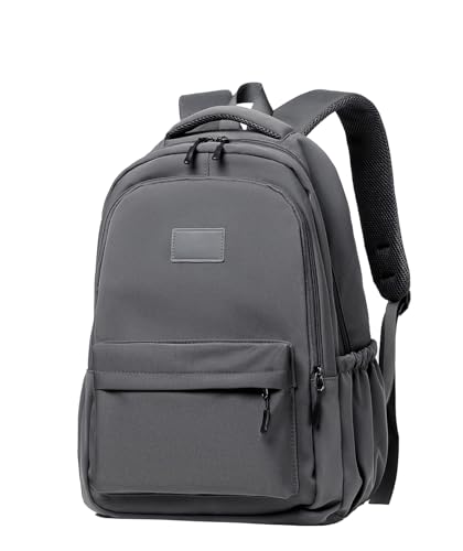Water-Resistant Casual Backpack – Lightweight Travel Daypack with Laptop Compartment & Multi-Pocket Design (Grey) - color: Grey