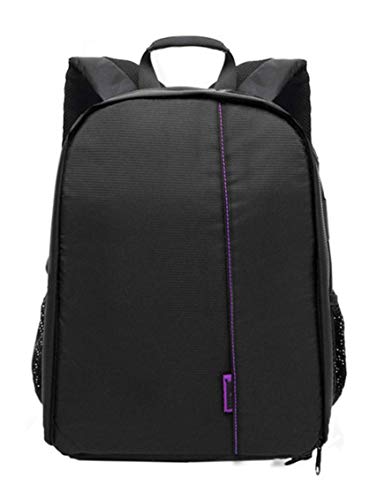 Elonglin Camera Backpack Waterproof Bag Compact Camera Cases for DSLR/SLR and Accessories (Black 5) - color: Purple Liner