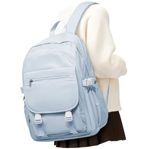 Lightweight Waterproof Backpack for Women Men Large Capacity College School Bag with Luggage Straps Multiple Pockets Durable High School Bookbag, Casual Daypacks for Students Girls Boys(Blue) - color: Blue
