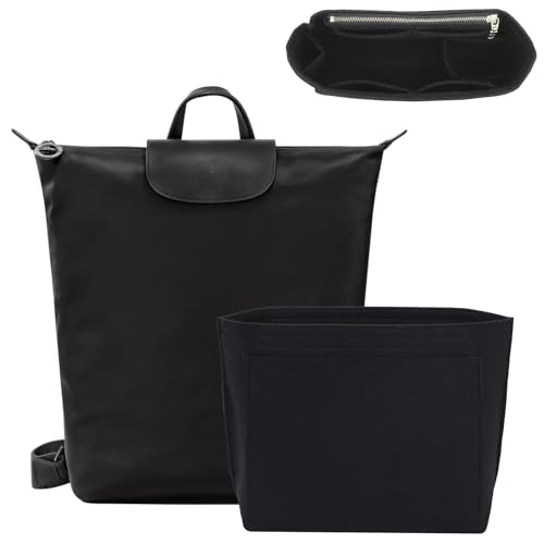 Felt Backpack Organizer Insert Compatible with Longchamp Le -Pliage Xtra/Green/Original M Backpack and More, 10 Compartments with Cup Holder & Zipper Pocket (Black/MB) - color: Black, size: M Backpack