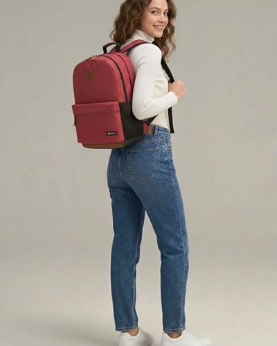 TRAILKICKER Classic Laptop Backpack with Padded 17 inch Laptop Sleeve, Multi Pocket Backpack, Casual Daypack Backpacks (Burgundy) - color: Burgundy