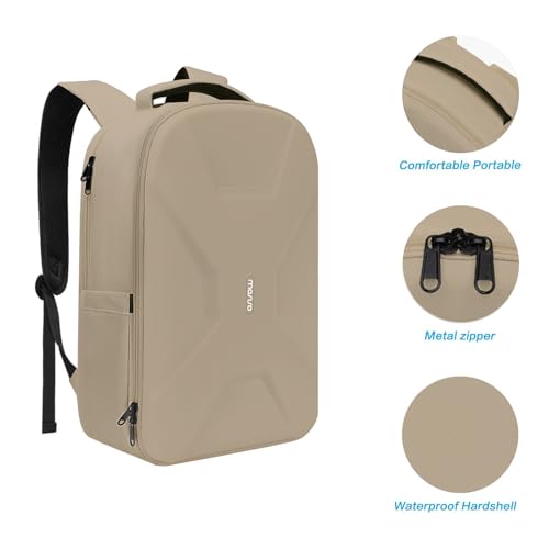 MOSISO 15.6-16 inch 35L Laptop Backpack with USB Charging Port for Women Men, Waterproof Hardshell Travel Business Computer Bag, Anti-Theft Daypack with Luggage Strap, Camel - color: Camel