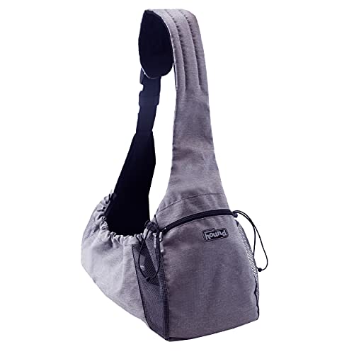 Outward Hound PupPak Sling Dog Carrier, Grey – Hands-Free Sling for Small Pets up to 15 lbs, Adjustable Strap, Mesh Ventilation, Zippered Pocket, Drawstring Fit – Ideal for Travel & Adventures - size: 16.0"L x 6.5"W x 32.0"H