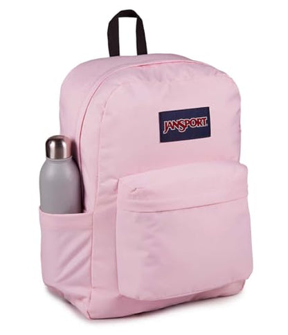 JanSport SuperBreak Plus Backpack with Padded 15-inch Laptop Sleeve and Integrated Bottle Pocket - Spacious and Durable Daypack for Work and Travel - Pink Ice - color: Pink Ice
