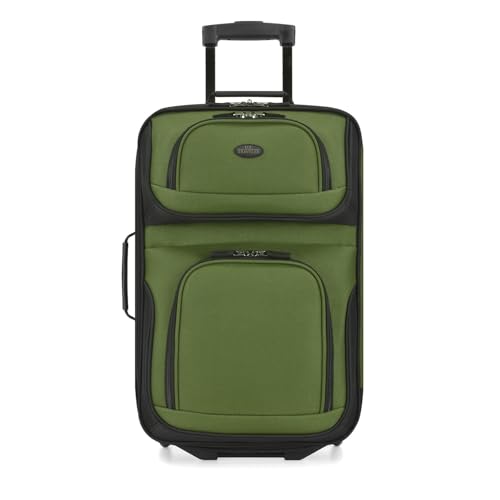U.S. Traveler Rio Lightweight Softside Rolling Carry-on Suitcase, 2-Wheel Single, Green - color: Green, size: 21"
