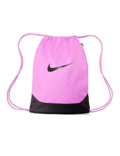 Nike Unisex Adult Gameday Brasilia X Drawstring Bag Backpack (18L) | Mens and Womens - color: Light Magenta/Black/Black, size: One Size