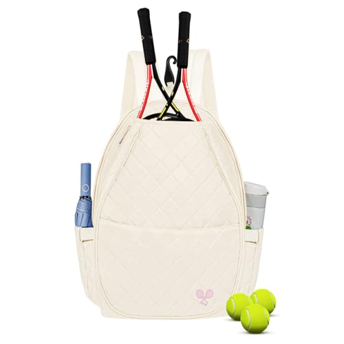 YEEGO DIRECT Tennis Bags for Women, Tennis Backpack Pickleball Racket Bags,Water-Resistant Sling Tote Padel Bag for Pickleball Tennis Badminton, Cute Gifts for Women Girl, Duffle Bag Gym Travel - color: Beige