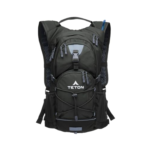 Teton Oasis/Trailrunner Hydration Backpack – Lightweight Water Pack with 2L/3L Bladder for Hiking, Running, Cycling, Biking 18L/22L Sizes – Sewn-in Rain Cover – Fits Men and Women - color: Onyx, size: 22 Liters