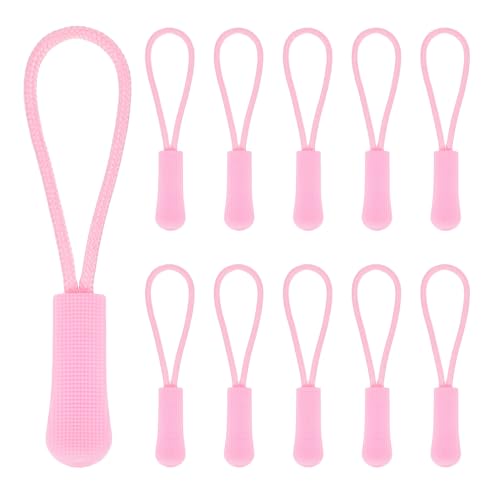 PATIKIL 2.6 Inch Zipper Pulls Replacement, 100 Pcs Nylon Cord Extension Zipper Pull Tab Tags for Handbag Backpacks Jackets Luggage Purses, Pink - color: Pink