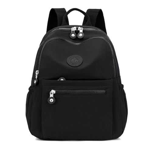 Tanweibago Mini Nylon Women Backpacks,11L Small Ladies backpacks Casual Lightweight Women Shopping Travel Daypack (Black) - color: Black