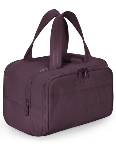 BAGSMART Travel Toiletry Bag, Crush Toiletry Bag for Women, Wide-open Puffy Toiletry Bags for Traveling, Large Travel Cosmetic Makeup Bag Organizer for Accessories,Toiletrie (Rosy Purple) - color: Rosy Purple